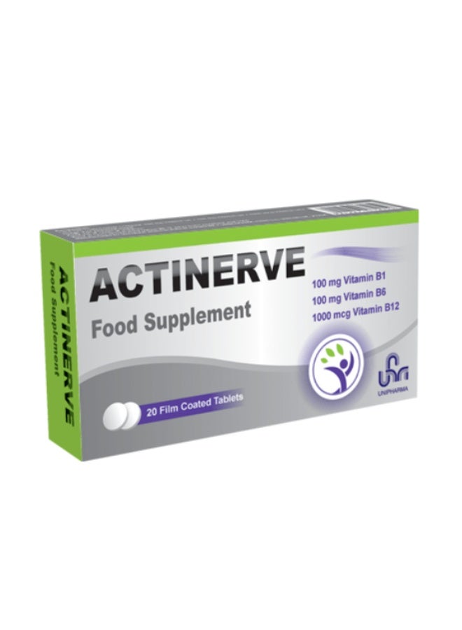 Actinerve Food Supplement Film Coated Tablets, 20 Tablets